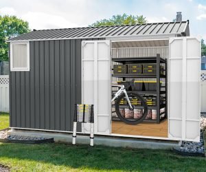 1 Metal Storage Shed with Double Hinged Doors