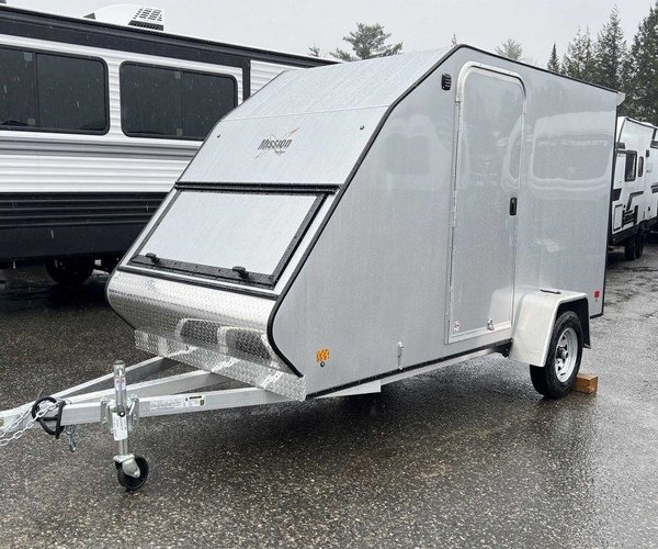 1 2024 Mission Trailers 60×12 Aluminum Single Place Crossover w/Galvanized Package, Rear Canopy