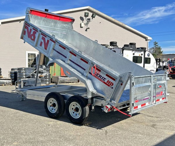 1 2024 N&N Trailers 7×14 14K Galvanized Hydraulic Dump w/Ramps, 2-Way Spreader Gate, Tarp Kit