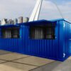 2 Modular 20 Foot Bar Container Blue RAL 5012 Foldable Canopy & Lockable Design