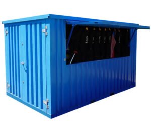 2 Container Pop Up 4×2 Meters Blue Ral 5012
