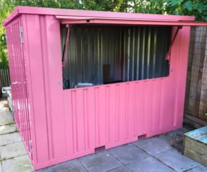 2 Container Pop Up 3×2 Meters Pink Ral 3014