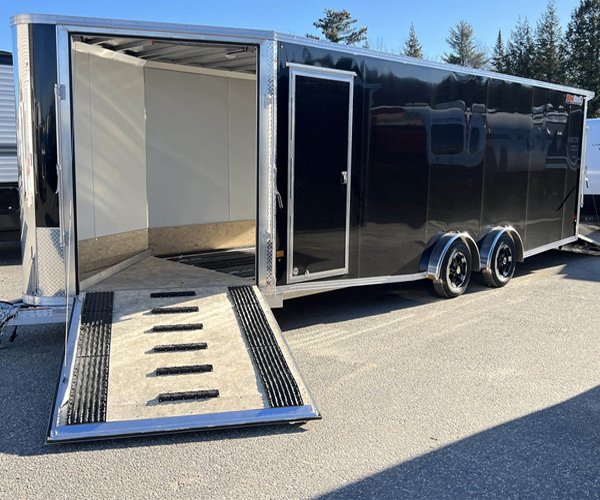 2 2024 Sno Pro 7.5×22 Aluminum 4-Place Drive In/Out w/Extra Height, Mats & Guides, Canopy