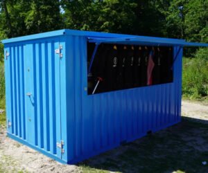3 Container Pop Up 3×2 Meters Blue Ral 5012