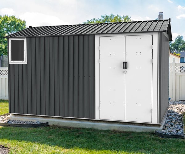 3 Metal Storage Shed with Double Hinged Doors