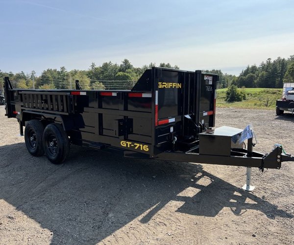 3 2024 Griffin Trailers 7×16 14K Telescopic Dump Trailer w/Ramps & Spare Tire Mount
