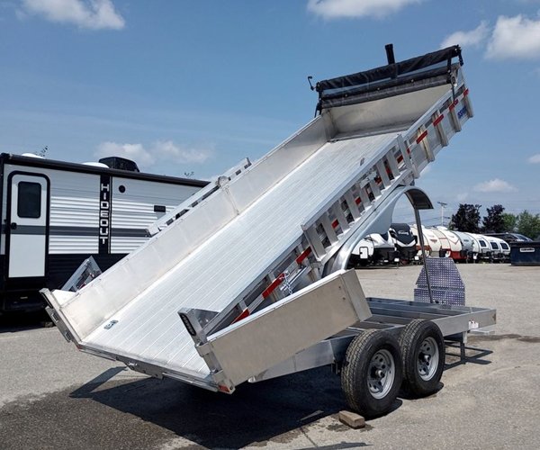 4 2025 Mission Trailers 7×16 14K Aluminum Hydraulic Dump w/Ramps, HD D-Rings, Barn Doors, Tarp Kit